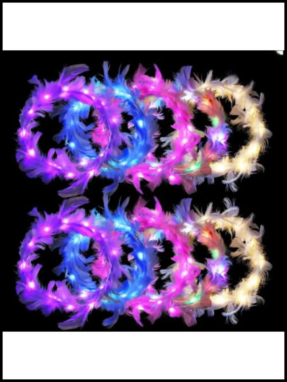 25 Pcs LED Feather Crown Headbands Light Up Headband for Women Wedding Mardi